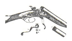 1 - барут; 2 - канал за поминување на пламенот; 3 - наковална; 4 - иницијална смеса.